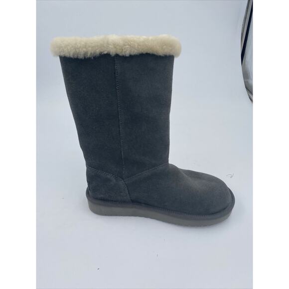 Koolaburra By Ugg Gray Suede Short Faux Fur Button Boots Women's sz 5 - Picture 11 of 13